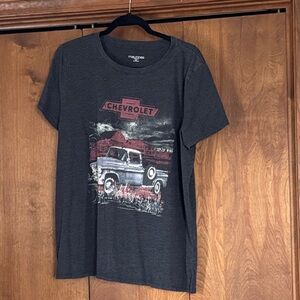 Maurices Charcoal Graphic Tee with Red and Blue Accents